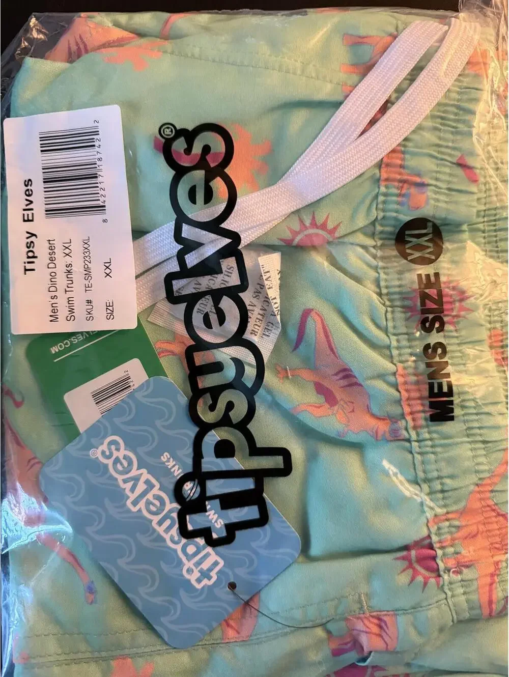 NWT Tipsy Elves Dinosaur Desert Swim Trunks Size XXL - Picture 5 of 7